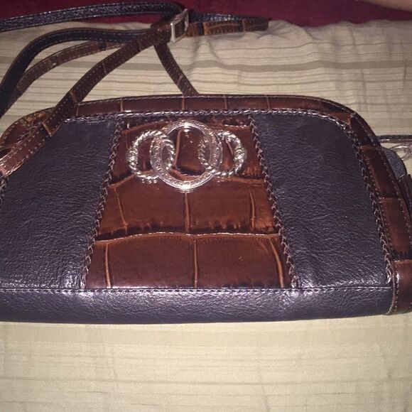Brighton brown and black leather Crossbody EUC - Picture 1 of 8